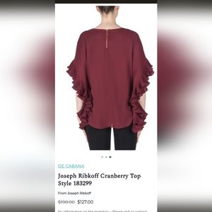 Joseph Ribkoff burgundy ruffle blouse